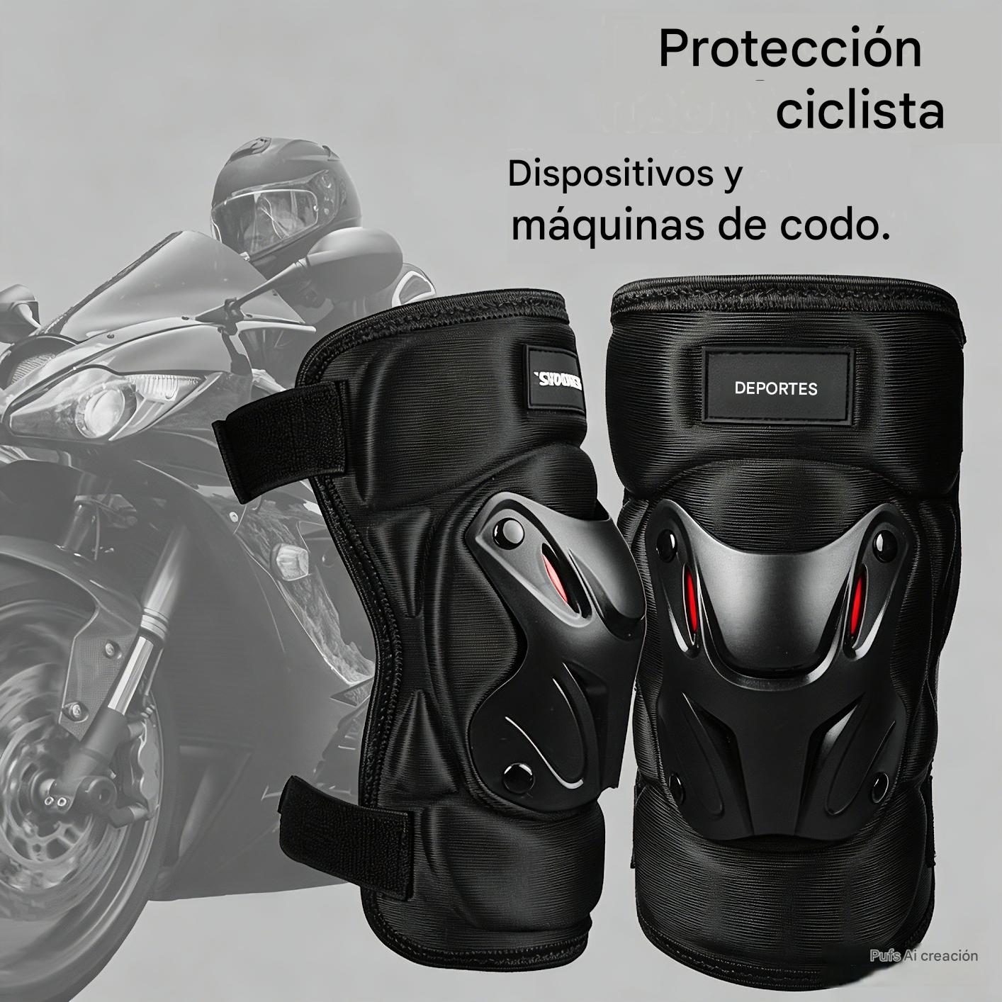 🏍️ ¡Aprovecha ahora con un 40% de descuento! 🛡️ Juego de rodilleras y coderas para motocicleta – Resistentes a los impactos, correas ajustables y forro transpirable – Protección esencial para conducir, patinar o andar en bicicleta 💪