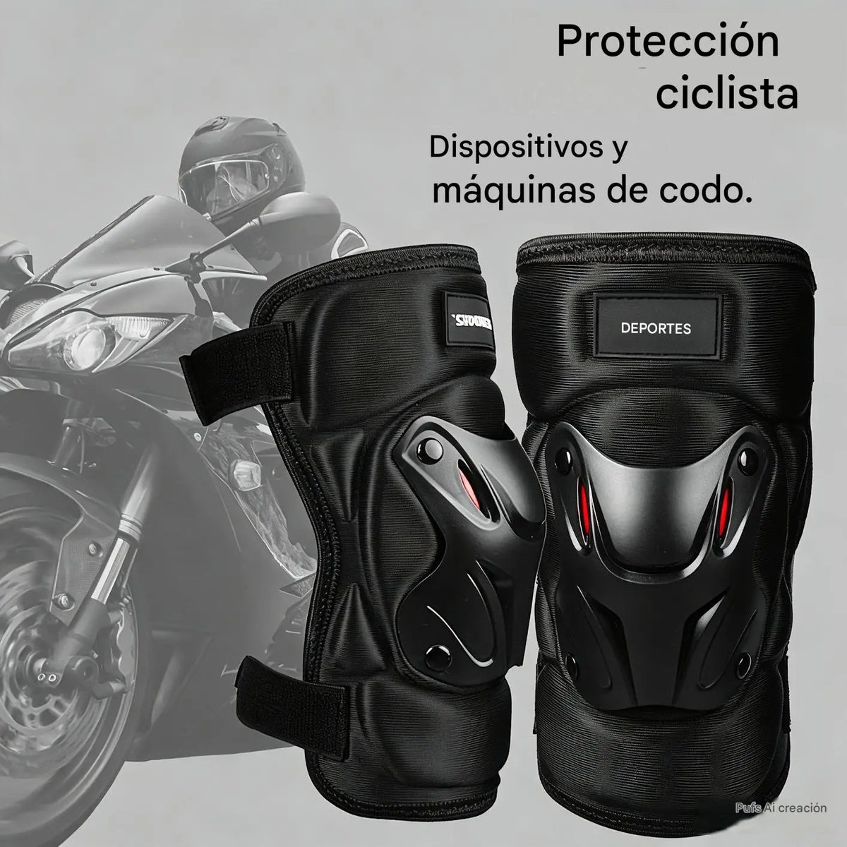 🏍️ ¡Aprovecha ahora con un 40% de descuento! 🛡️ Juego de rodilleras y coderas para motocicleta – Resistentes a los impactos, correas ajustables y forro transpirable – Protección esencial para conducir, patinar o andar en bicicleta 💪