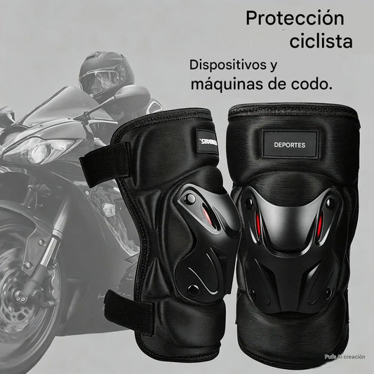 🏍️ ¡Aprovecha ahora con un 40% de descuento! 🛡️ Juego de rodilleras y coderas para motocicleta – Resistentes a los impactos, correas ajustables y forro transpirable – Protección esencial para conducir, patinar o andar en bicicleta 💪
