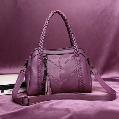 👜💟【50% ZĽAVA】Mäkká kožená taška, kabelka, veľká kapacita, tri priehradky, vodeodolná a odolná voči poškriabaniu