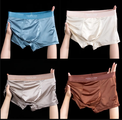 🔥【4 piezas】Ropa interior masculina nueva, bóxers con acabado satén, ropa interior masculina