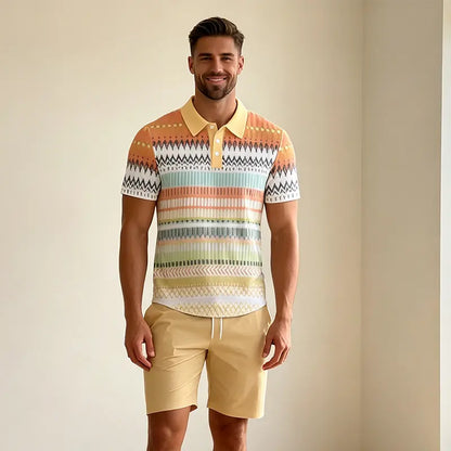 ✨Colección Verano 2026✨ Conjunto de polo y pantalón corto para hombre 🏝️ ¡Estampado digital 3D moderno