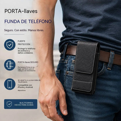🔥 Funda para teléfono de piel auténtica con clip para cinturón – cierre magnético, resistente y duradera, con ranuras internas para tarjetas.