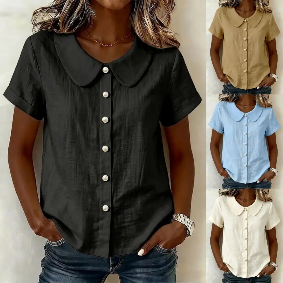 ✨【S-3XL】🎉Nueva camisa francesa elegante de manga corta para mujer, 2026