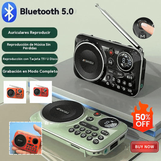🎁【Oferta por tiempo limitado】Reproductor de música con radio Bluetooth portátil, puede insertar tarjetas y unidades flash USB【Autenticidad garantizada】