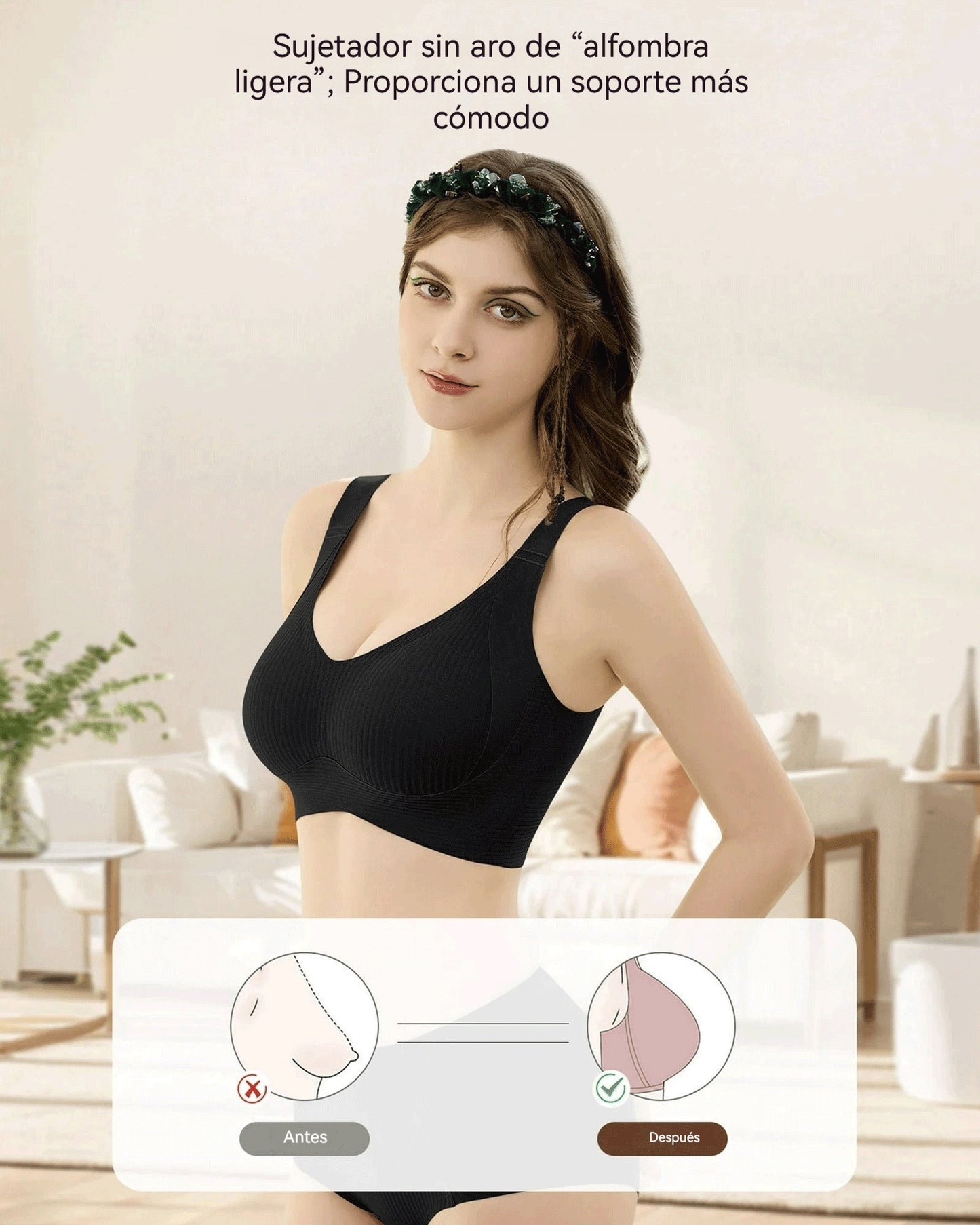 😍【Set de 4 piezas】Sujeción sin costuras ni aros para mujer ❤️【40–95 kg】