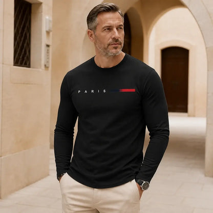 【S-3XL】Camiseta de manga larga con cuello redondo para hombre - estilo urbano informal.