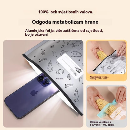 🥩【60 komada】Vrećica od aluminijske folije prehrambene kvalitete s patentnim zatvaračem za očuvanje svježine za korištenje u kućanskom hladnjaku