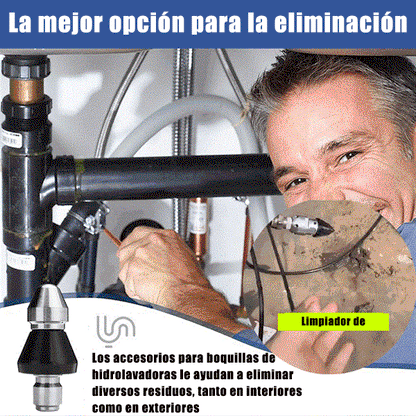👨‍🦯🌊🛠️ 【SET de 2 piezas: Corta/Larga】🔥 Kit de boquillas de alta presión para desagües (Solución rápida)