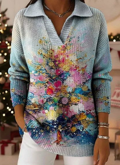 🔥【S-5XL】Pletený sveter s golierom a gradientným vzorom Dreamy Starly Sky