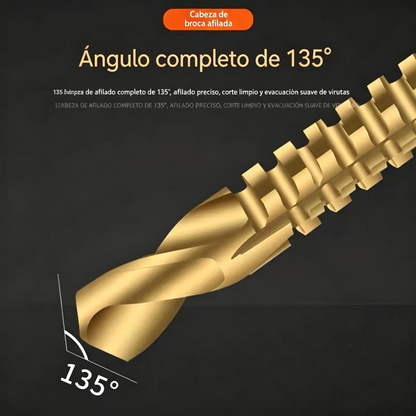【Juego de 6 piezas】⚙️ Juego de brocas helicoidales: fabricadas en acero rápido, con recubrimiento de titanio y aptas para diversos materiales 🧰