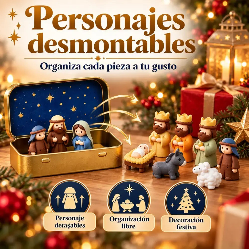 🔥Compra 1 y llévate 1 gratis🔥🔥 Último día: 50 % de descuento - ✝️ Mini juego de belén religioso de bolsillo con caja de almacenamiento