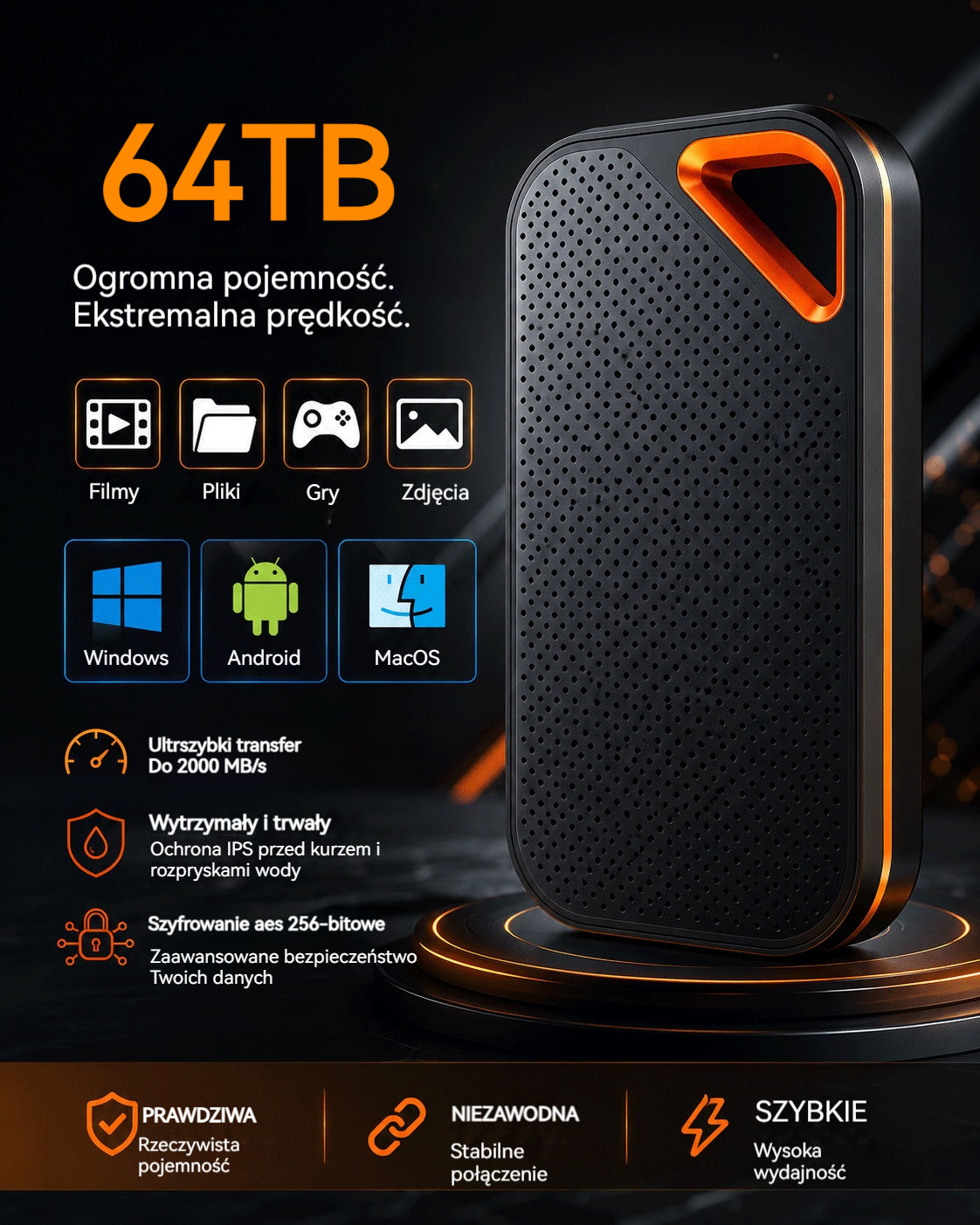 🔥【Ostatni dzień z 50% zniżki】🔥【64TB】Wysokoprędkościowy przenośny dysk półprzewodnikowy