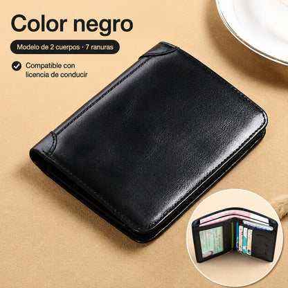 🐂✨ Nueva cartera de cuero genuino para hombre con sistema antirrobo