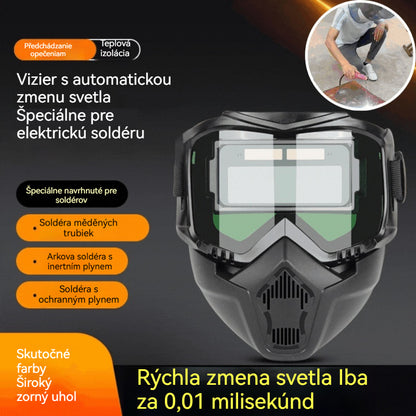 😎 Plne automatická svačicová prilba s ochrannou maskou a hlavnou svetelnou zmenou pre svačičov