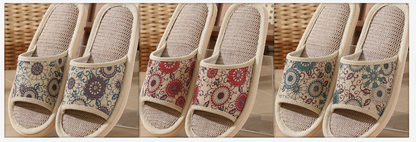 🎀【3 pares】【37-40】2025 nuevas zapatillas de algodón y lino para mujer, zapatillas para todas las estaciones