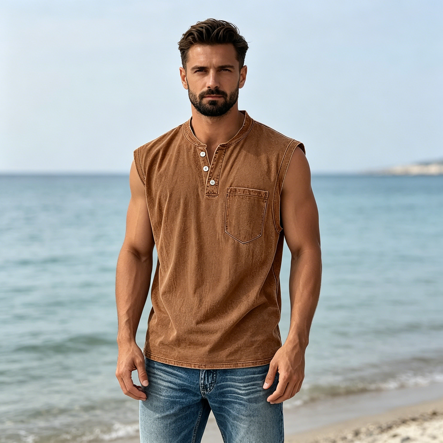 【S-3XL】Chaleco Retro Hombre 100% Algodón | Diseño Minimalista Verano