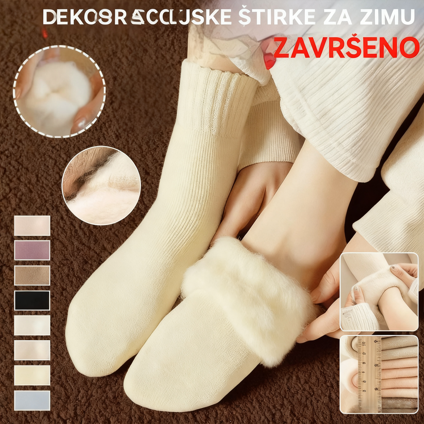 🔥【6 pari vunenih čarapa】🧦Tople vunene čarape, ekstra debele i tople, dobra elastičnost, veličine 35-42