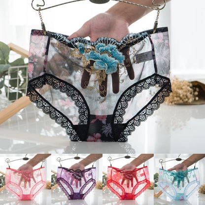 💘【Compra 3 y llévate 4 gratis】Braguitas de algodón antibacteriano con bordado de encaje