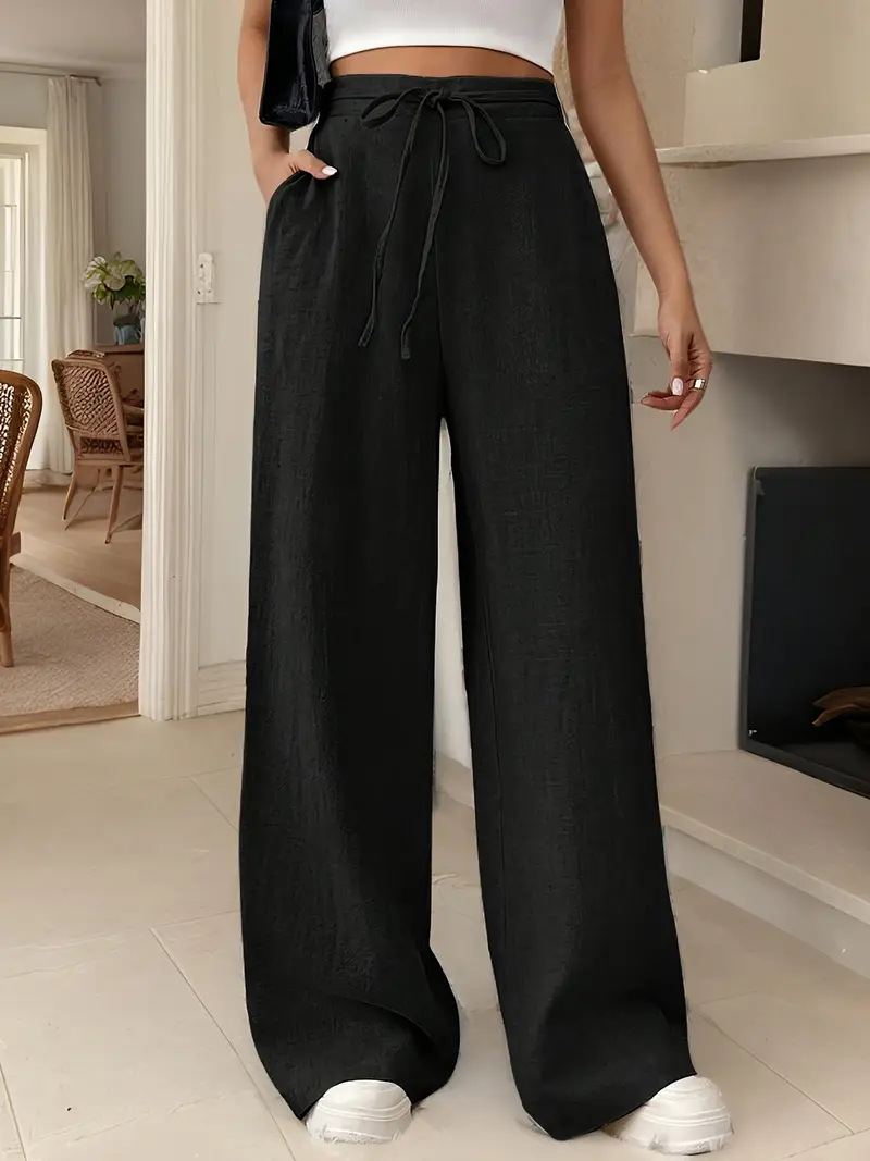 【S-2XL】Pantalones Casuales de Pierna Ancha: Elásticos, Frescos y Estilizantes