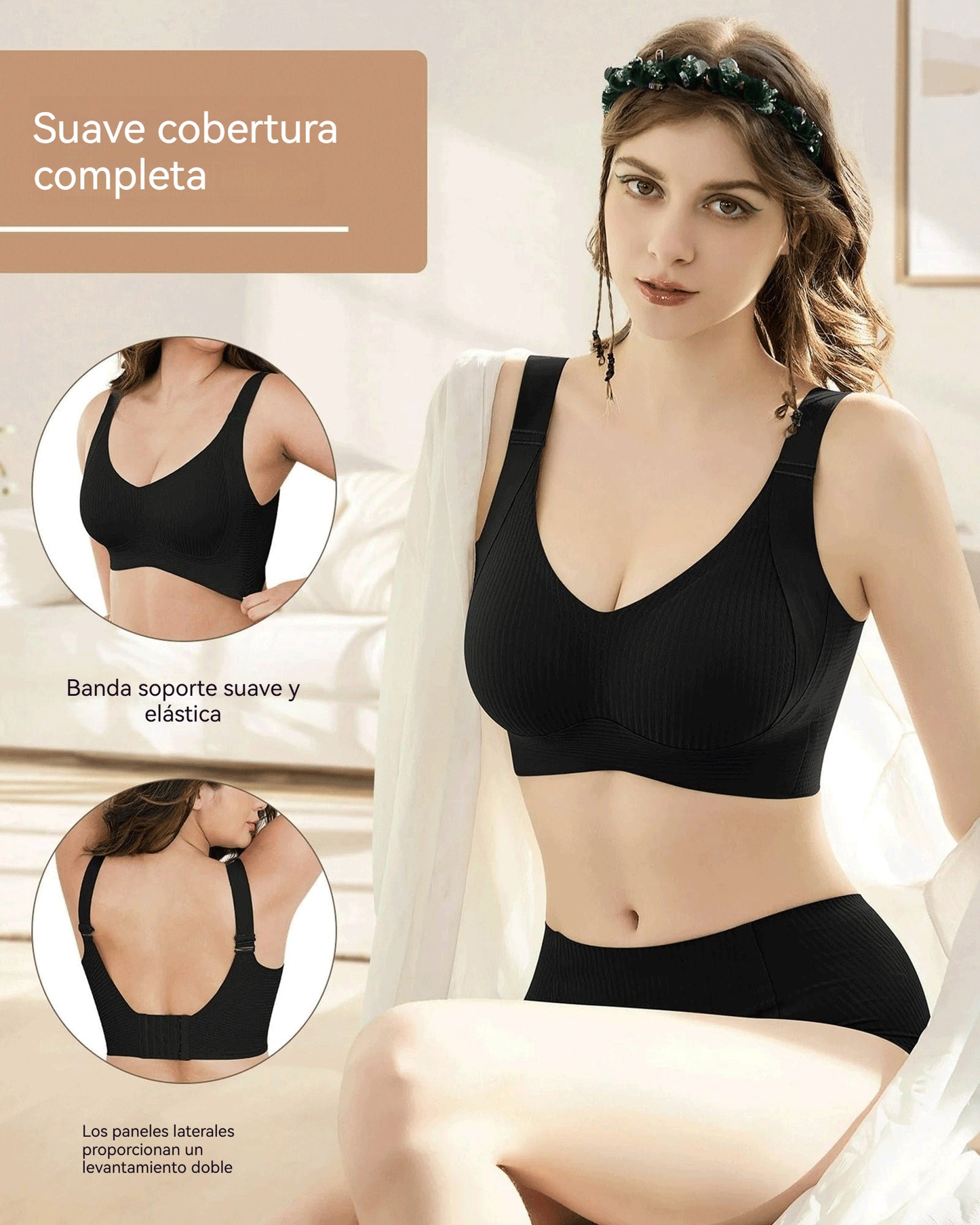 😍【Set de 4 piezas】Sujeción sin costuras ni aros para mujer ❤️【40–95 kg】