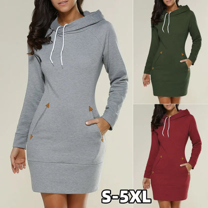 🔥🔥💥【S-4XL】Nuevo vestido de manga larga con capucha para mujer, colección otoño/invierno 2026