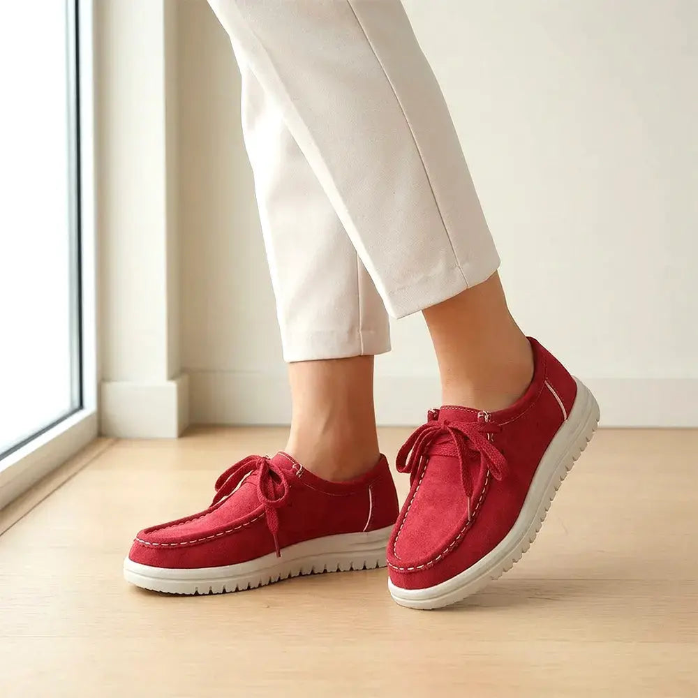 🍁【Tallas 36-43】Novedad de otoño 2026: zapatos casuales de felpa con plataforma y cordones