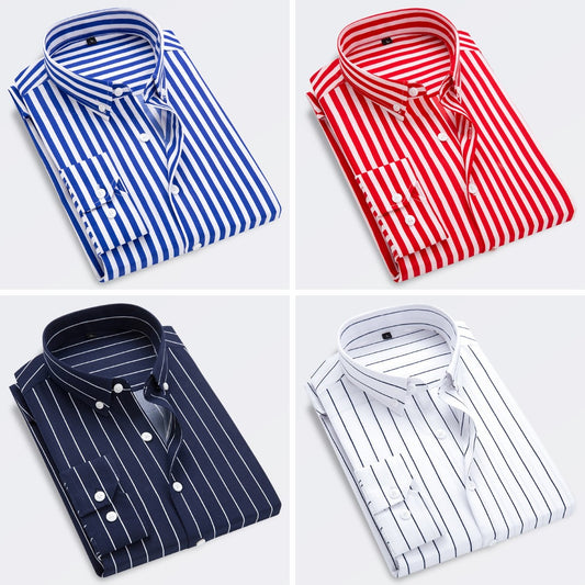 🔥👕【M-5XL】Мъжка бизнес риза с дълъг ръкав на райета 2026