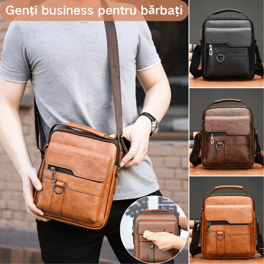 👜🔥【Reducere pentru produse noi】🎁Geantă de umăr bărbătească din piele naturală, capacitate mare, rezistentă la abraziune 