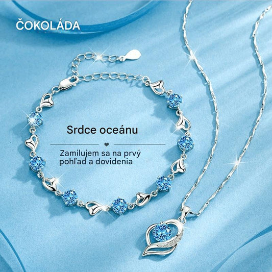 ✨【Cumpără 1, primești 1 gratuit】Set brățară din argint 925 + colier Inima Oceanului 3849392 