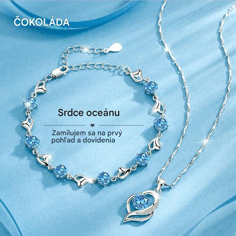 ✨💎【50 % zľava】Sada náramku a náhrdelníka zo striebra 925 Srdce oceánu