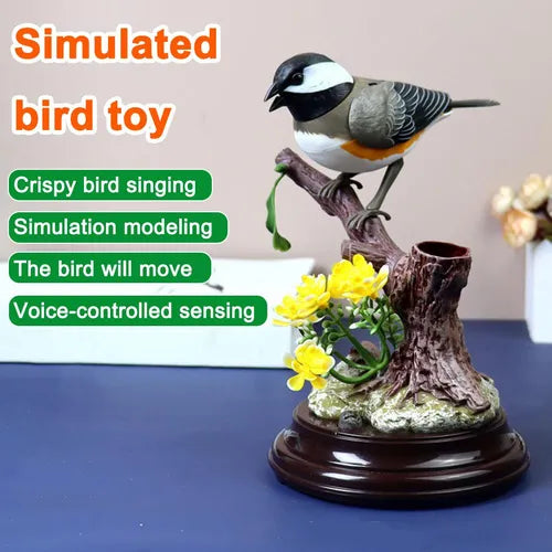 🦜🐦🐦【Compre 1 y obtenga 1 gratis】Adornos de pájaros creativos, lindos y controlados por voz para decoración de escritorio de habitación.