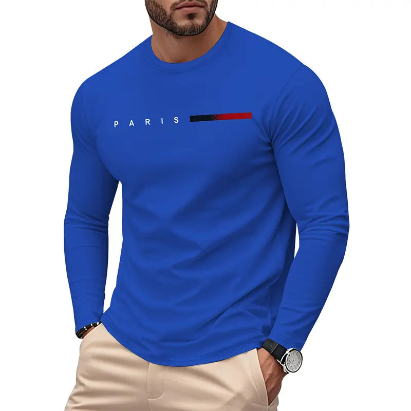 【S-3XL】Camiseta de manga larga con cuello redondo para hombre - estilo urbano informal.