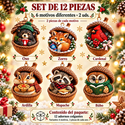 🎉【Compra 6 y llévate 6 gratis】12 unidades por 28 euros🤩 🎁Nuevo diseño navideño en acrílico 2D con animales en forma de piña.