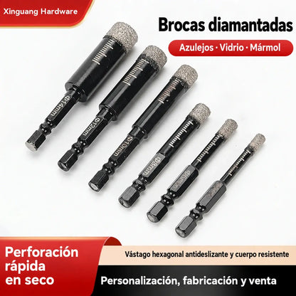 🔩【Juego de 6 piezas】Brocas diamantadas huecas para azulejos y cerámica – Perforación precisa【6/8/10/12/14/16 mm】