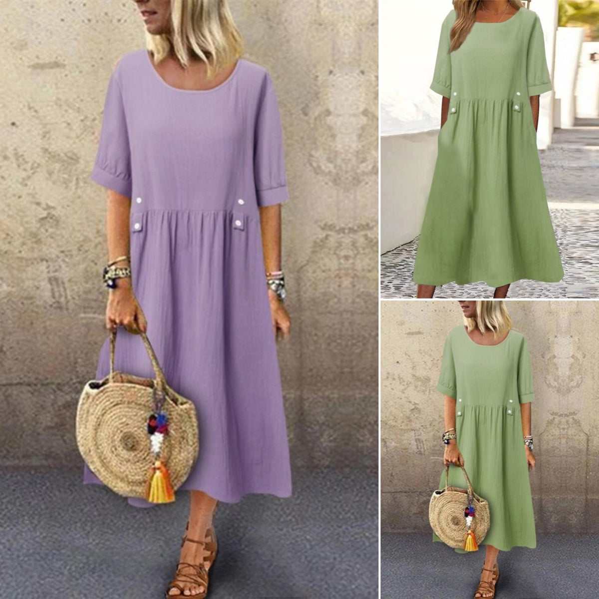 🔥🔥👗👗2024 nové bavlnené a ľanové tkaniny ležérne módne šaty 3694662