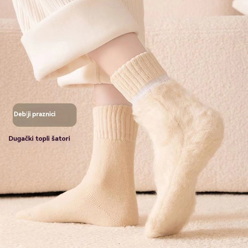 🔥【6 pari vunenih čarapa】🧦Tople vunene čarape, ekstra debele i tople, dobra elastičnost, veličine 35-42