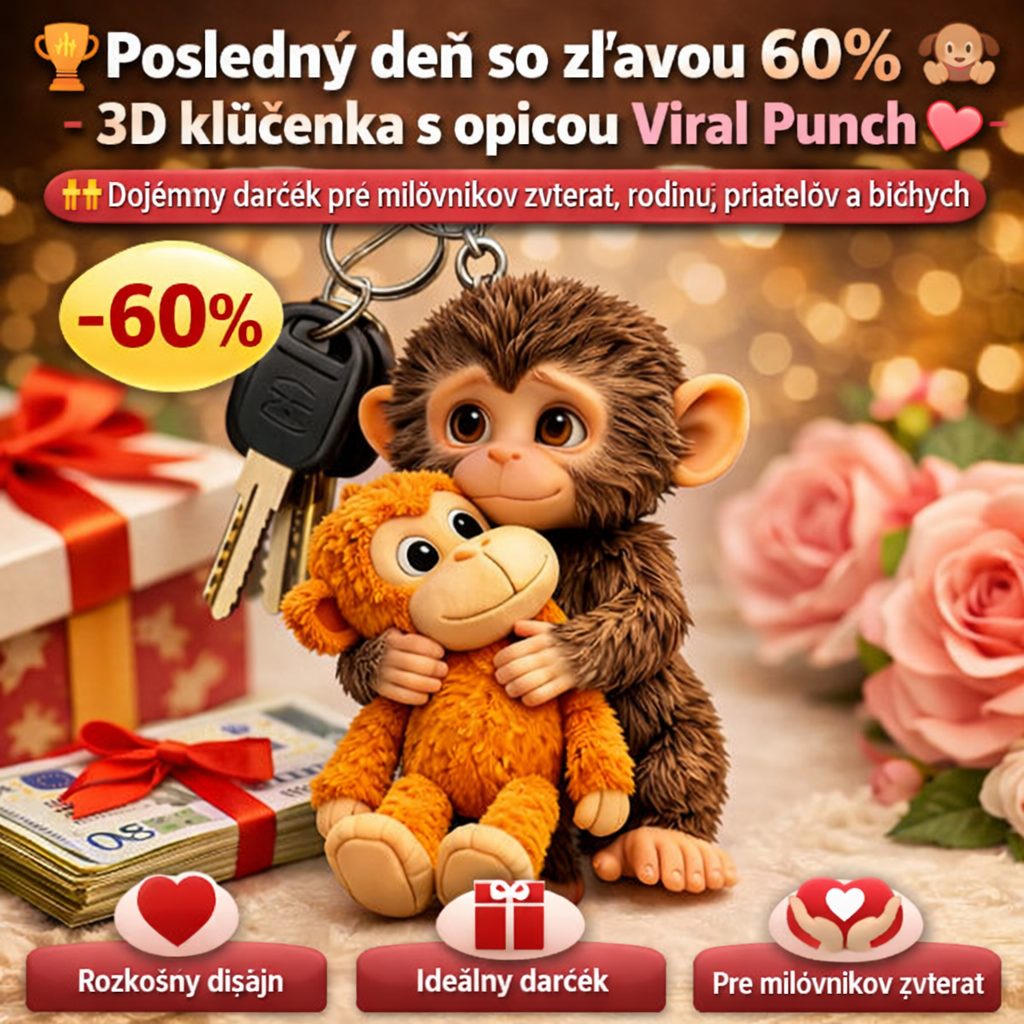 🏆Posledný deň so zľavou 60% - 🐵 3D kľúčenka s opicou Viral Punch 💕🎁Dojemný darček pre milovníkov zvierat, rodinu, priateľov a blízkych