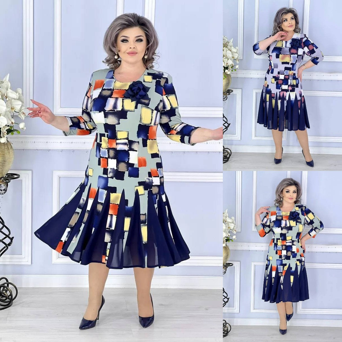 👗💐【S-5XL】Krásna a módna sukňa s potlačou 3895454