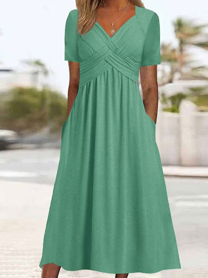 🔥🔥【50% OFF】🔥🔥👗【S-3XL】2025 jarné a letné nové jednofarebné módne jednoduché ležérne šaty