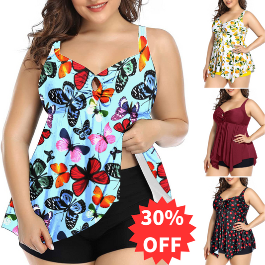 🌴👙【S-5XL】Nové letné plážové dámske plavky, dvojdielne plavky veľkej veľkosti (vrchný + spodný diel)