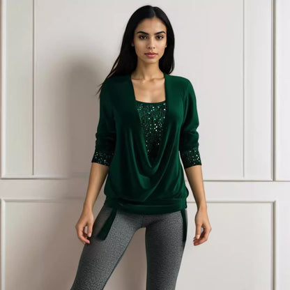 ✨🎁【S-3XL】Nowość 2026 Elegancka bluzka damska z długim rękawem, modna, błyszcząca, wysokiej jakości