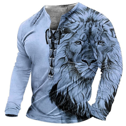 2025 Pánske tričko s dlhým rukávom 3D Lion Print Casual 3734990