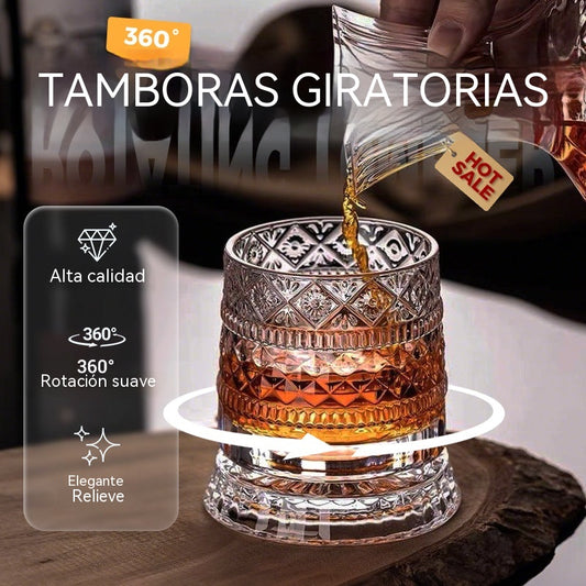 🥛💎Vaso de whisky giratorio 360°