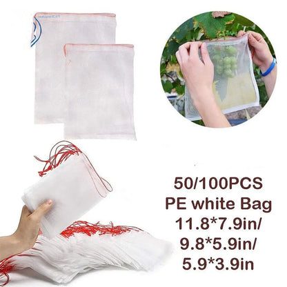 【50 piezas】Red de insectos para moscas de frutas, red de protección de árboles de paisaje para pájaros, bolsas de red de jardín para proteger flores, plantas, frutas, verduras