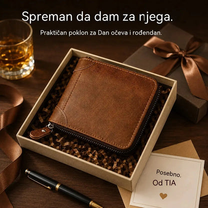 ✨🎁Retro muški novčanik od umjetne kože s patentnim zatvaračem, držačem za kartice/sklopivim novčanikom za kovanice.