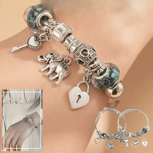 🔥【Producto más vendido】💖✨Nueva pulsera de plata con cuentas de cristal de colores que trae buena suerte: no se decolora ni se oxida.