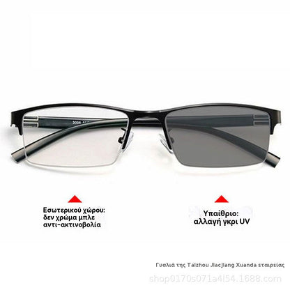 👓✨🕶️ Połowa ceny na cały asortyment 🔥🔥 Metalowe półramkowe fotochromatyczne okulary przeciwsłoneczne, okulary korekcyjne z filtrem światła niebieskiego, okulary przeciwsłoneczne do jazdy samochodem