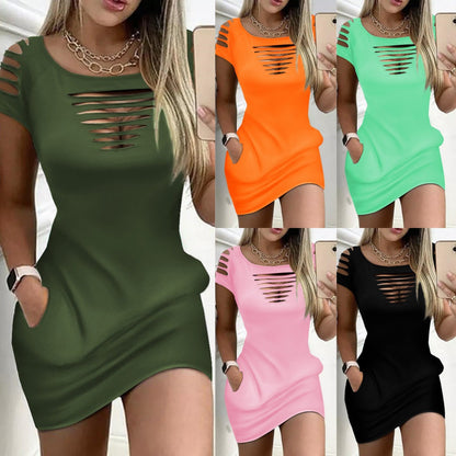 🥰【S-2XL】2025 Nové módne sexy šaty s okrúhlym výstrihom