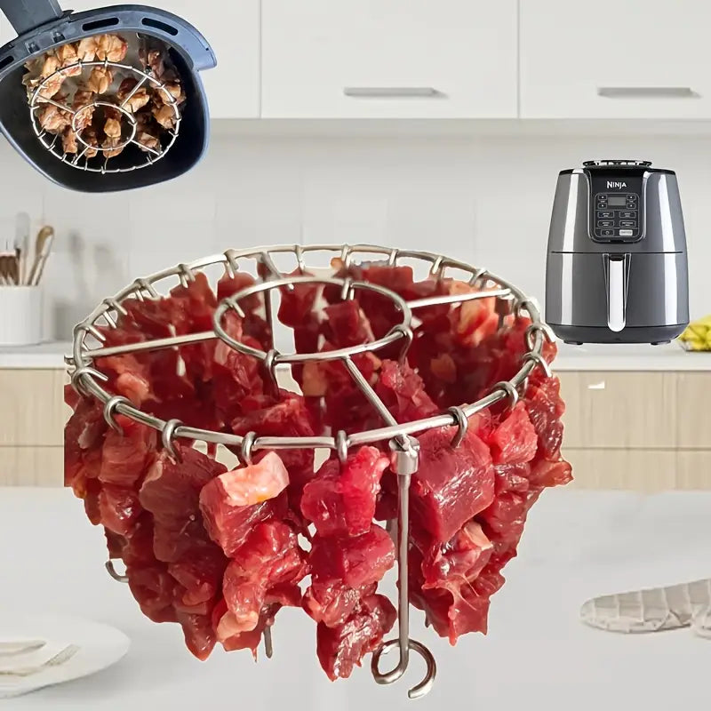 【💥Acero Inoxidable 304】🍢🍖🍗Parrilla con 24 brochetas, apta para freidoras de aire y hornos